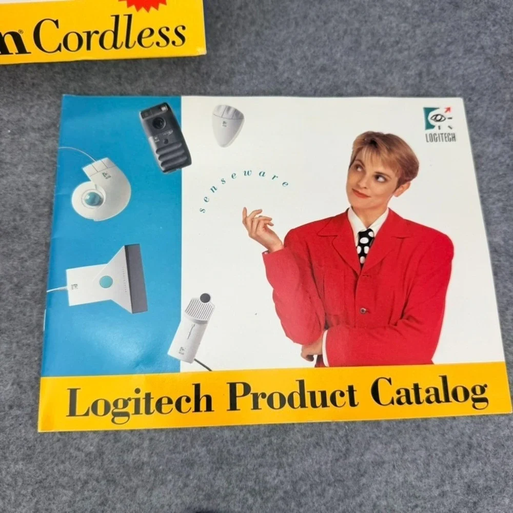 Vintage Logitech MouseMan Cordless Mouse Model 1163 Box Receiver Software Disk